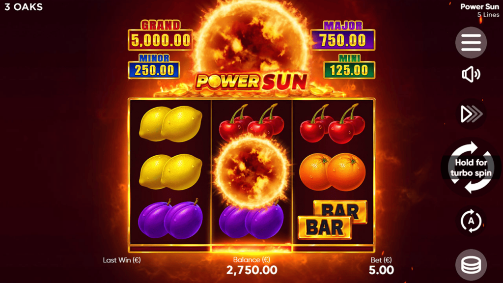 Symbols and values in Power Sun slot