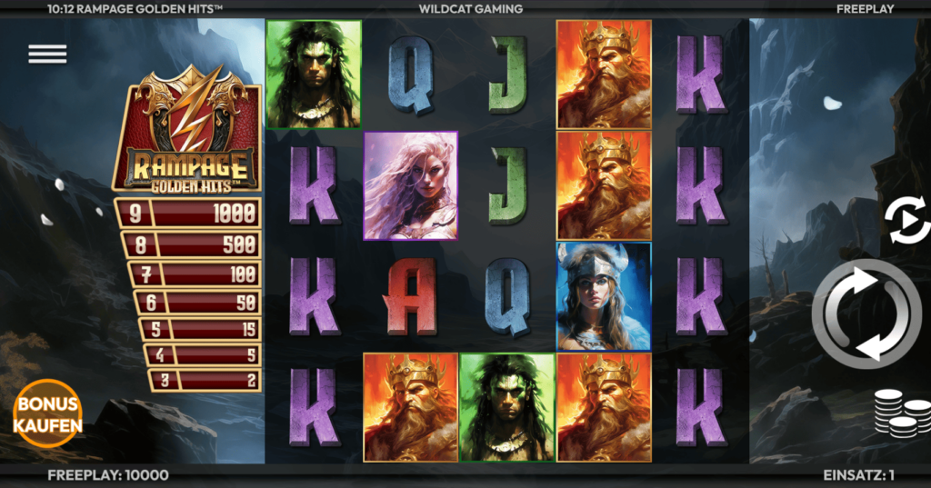 Spielverlauf von Rampage Golden Hits bei Gunsbet Casino